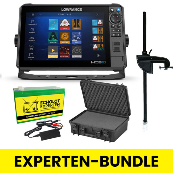 Echolot-Bundle - Lowrance HDS-10 PRO mit Active Imaging HD 3in1 Geber - Akku - Geberstange - Koffer