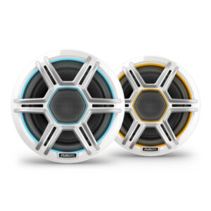 FusionApolloSpeakers_6.5inch_SportsWhite_Front_Blue_Orange_Group