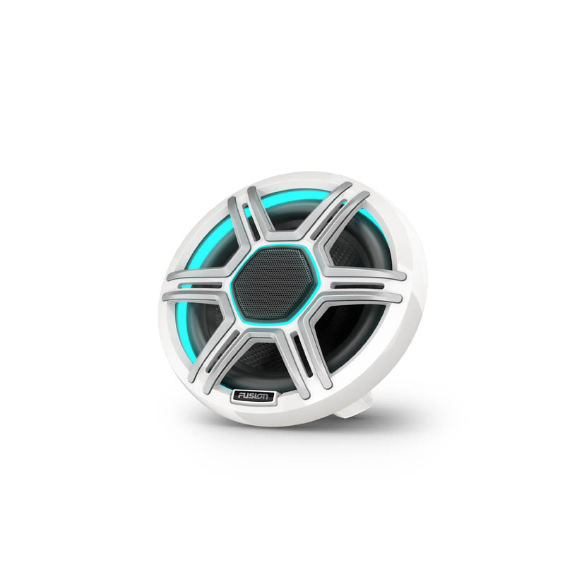 FusionApolloSpeakers_6.5inch_SportsWhite_FrontLeft_Cyan