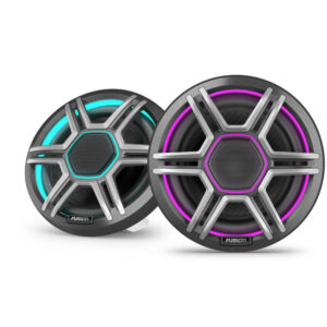 FusionApolloSpeakers_6.5inch_SportsGray_FrontLeft_Cyan_Magenta_Group