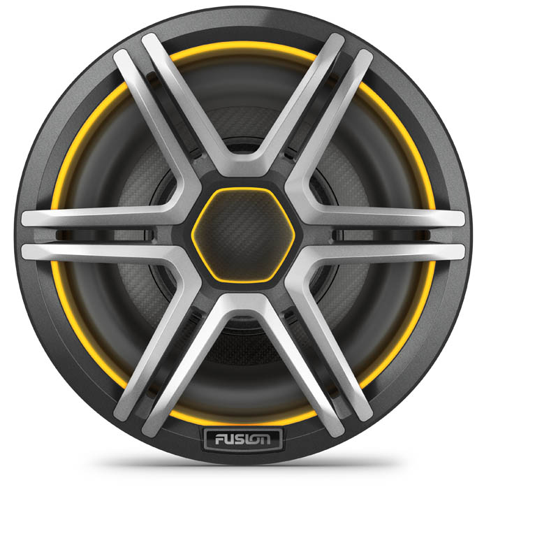 FusionApolloSubwoofer_10inch_SportsGray_Front_Orange