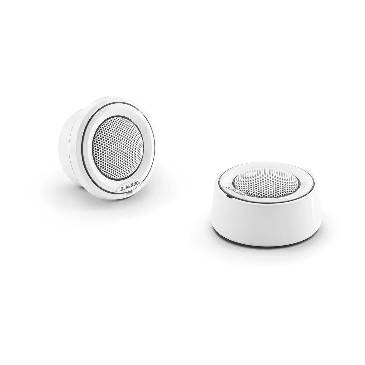 JL Audio M6 Marine-Komponenten-Hochtöner - 1 Zoll mit weißen Halterungen und weißem Wechselrahmen